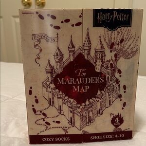 Harry Potter Marauder's Map Cozy Socks Gift Set NEW